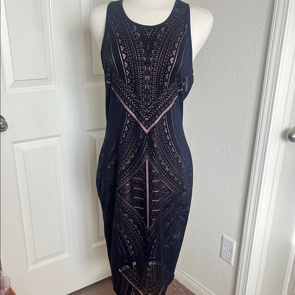 Black Midi Sheath Dress with Sequin Embellishments for Cocktail